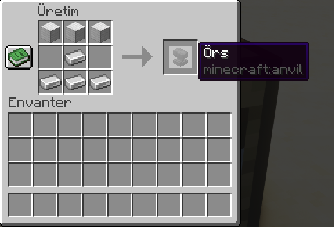 Minecraft Örs Yapımı Minecraft Örs Yapımı