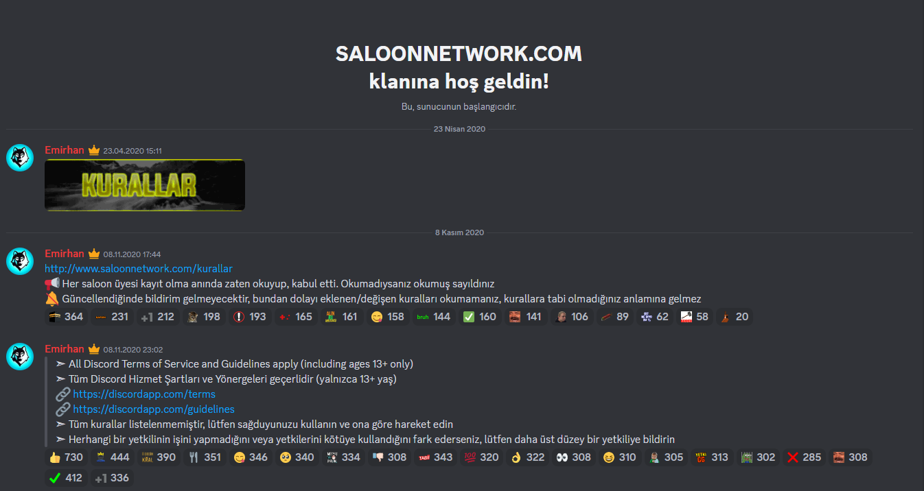 Minecraft Discord Sunucusu Saloon Network