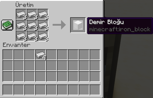 Minecraft Demir Blok Yapımı Minecraft Demir Blok Yapımı