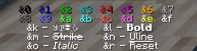 Minecraft Renk Kodları Minecraft Renk Kodları